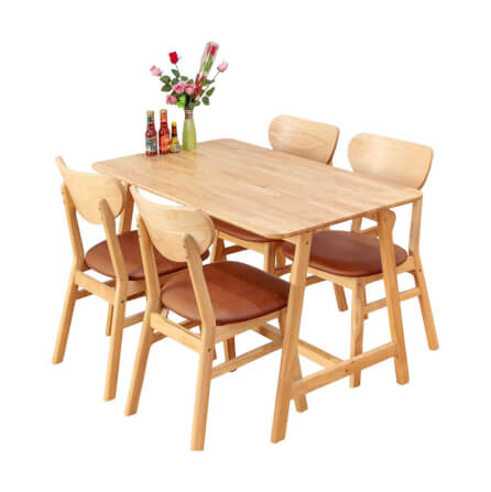 โต๊ะทานอาหารไม้ยางพารา Evergreen Furniture MDF 120x74x74ซม. สีน้ำตาลธรรมชาติ_2